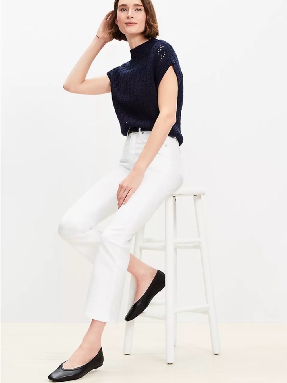 LOFT Kick Crop White Jeans